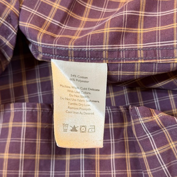 Eddie Bauer Mens Large Purple Plaid Relaxed Fit Long Sleeve Button Down Shirt - Picture 7 of 11